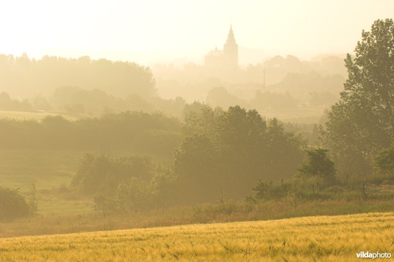 Hoegaarden tussen de mistige velden