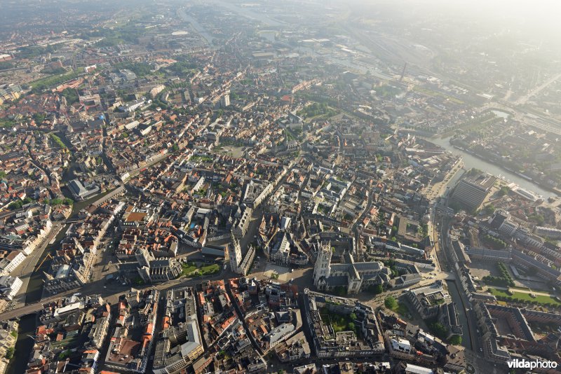 Luchtfoto van stad Gent