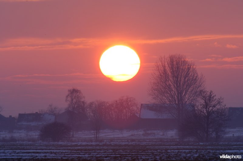 Winterse zonsondergang